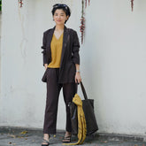 Donna 3 - Piece Blazer Suit - Coffee & Mustard